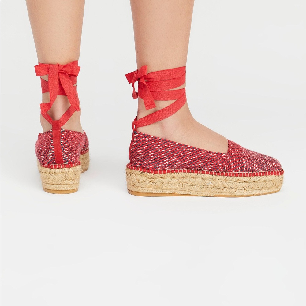 🏝Free people Galapagos espadrille 38 red nwt